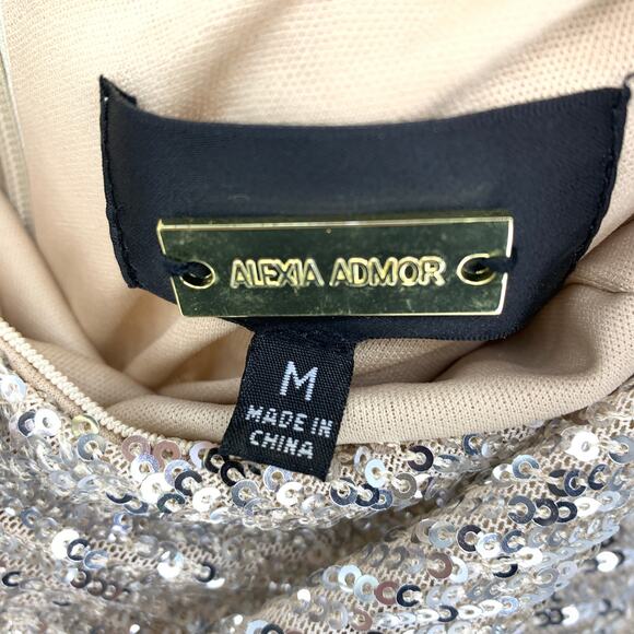 Alexia Admor Strapless Mini Sequin Dress Womens Size Medium Silver Ruffle Detail - Picture 5 of 7